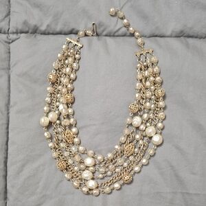 Kramer Vintage 1950's Elegant Gold and Cream Multi-Strand Necklace